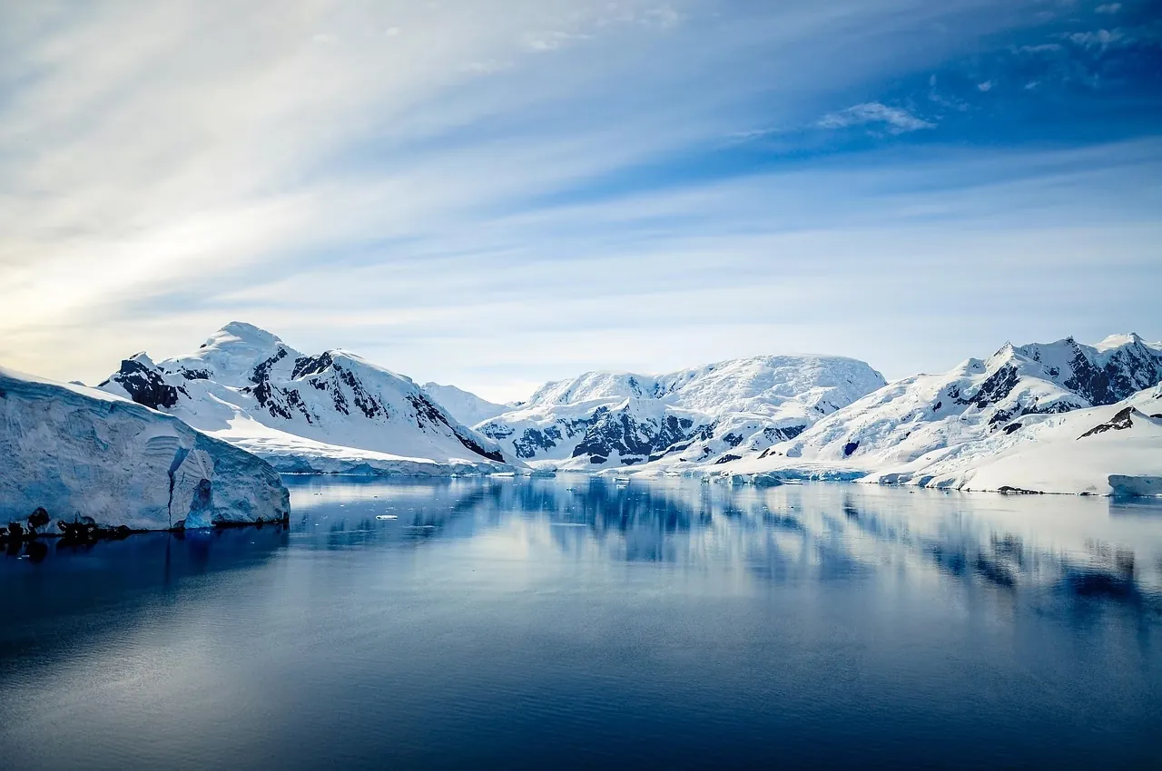 Antarctic iceberg at sunrise