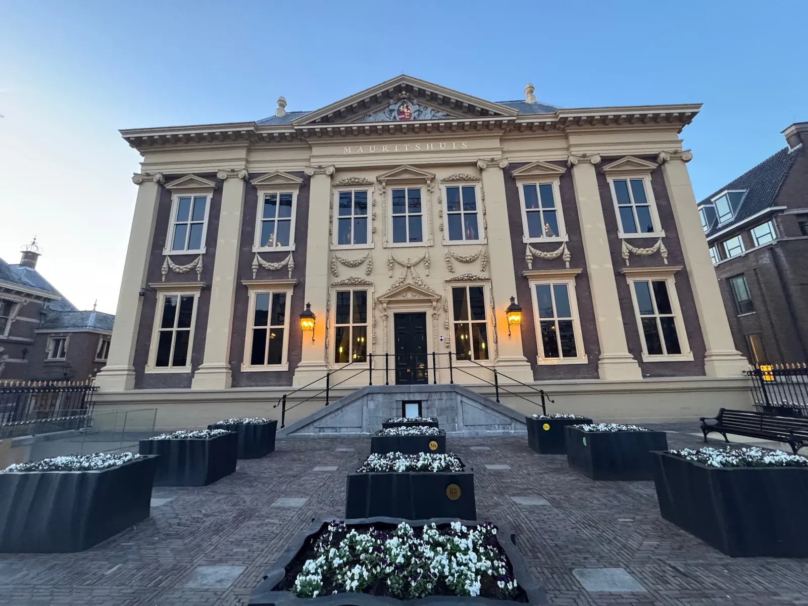 The Mauritshuis museum in The Hague at twilight