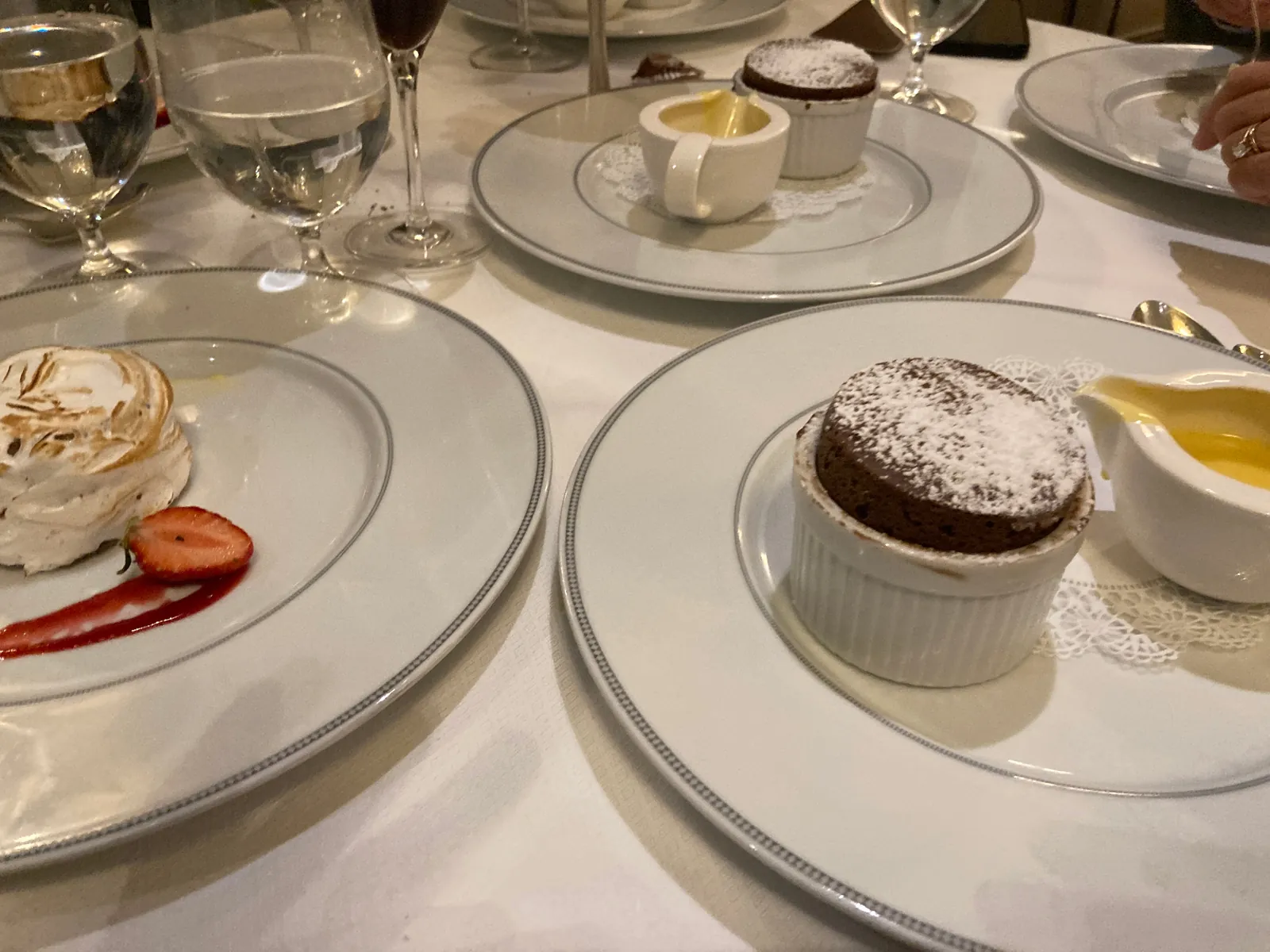Chocolate soufflé served with crème anglaise on Regent Seven Seas