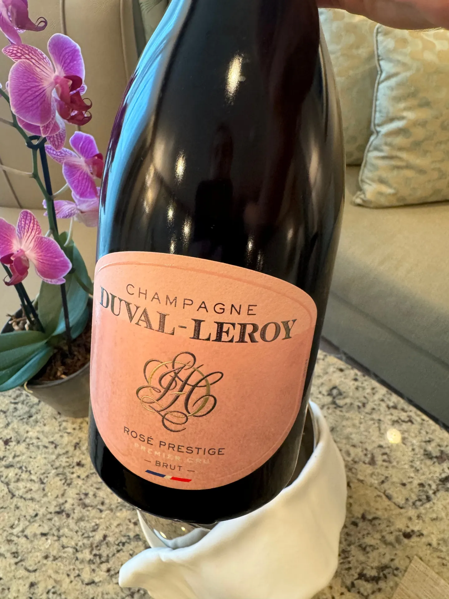 Duval-Leroy Rosé Prestige champagne delivered to a Silversea suite